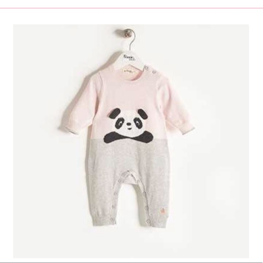 🆕🐼 PANDA INTARSIA PLAYSUIT WITH 3D EARS PINK
